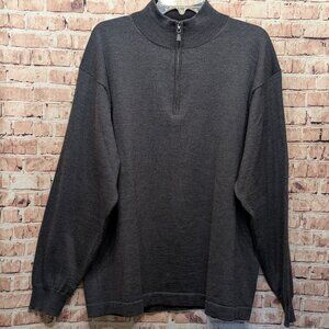 Pronto Uomo Sweater 100% Extra Fine Merino Wool 1/4 Zip Size XL EUC